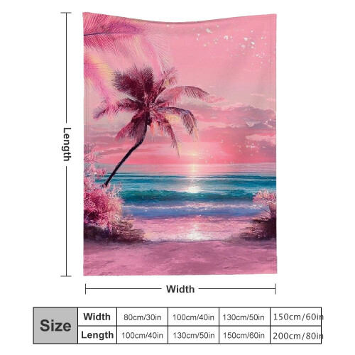 Hawaiian Flannel Blanket Vibrant Pink Sunset 60x80 in 2