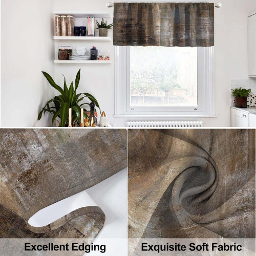 Kitchen Curtains Tiers and Valances Set Brown Grey 36 inch 1