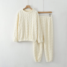 Women's Round Neck Top and Elastic Waist Pants Pajama Set