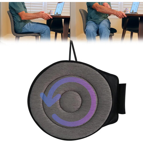 Rotating Seat Cushion for Car and Office Chairs Grey