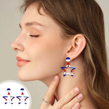 American Flag Dangle Earrings Red White Blue Women 1 Pair