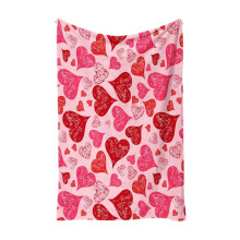 Valentine Heart Fuzzy Blanket Pink Watercolor Flannel Throw