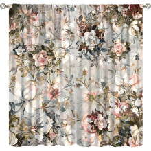 Rideaux Ă motifs botaniques roses et marron, 107 x 213 cm (paire)