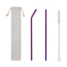 Tragbares Set aus Metallstrohhalmen, Edelstahl, 30 cm, 6 Stück