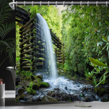 Rideau de douche Mizhona Paysage Résistant à l'eau 183 x 198 cm