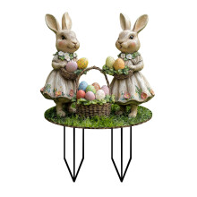 Piquet de jardin lapin de Pâques en acrylique 2D 1 pièce