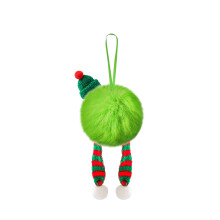Lime Green Furry Christmas Ball Ornament Soft Shatterproof