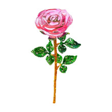 Statuetta con bouquet di rose di cristallo, rosa, regalo romantico