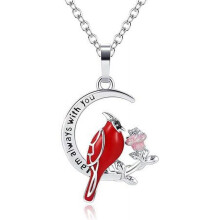 Herzanhänger-Halskette, roter Kardinal, Schmuck für Damen