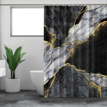 Ensemble rideau de douche style ferme moderne en tissu 1 pièce