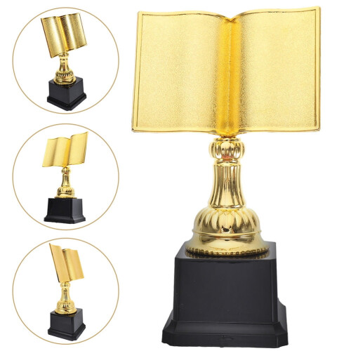 Golden Plastic Book-Shaped Trophy for Awards 2 Large