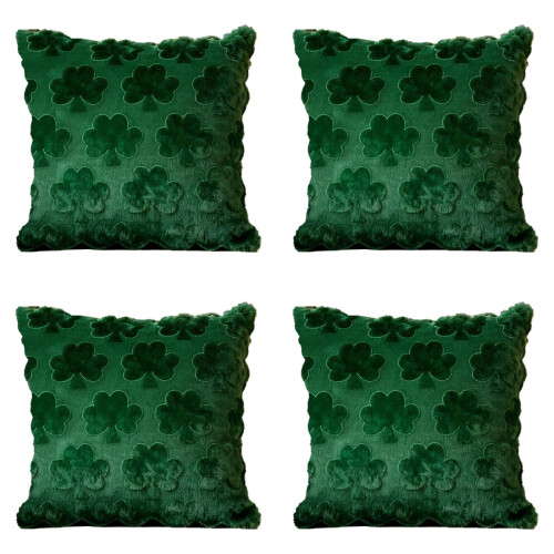 Ensemble de 4 housses de coussin pour la Saint-Patrick, 45 x 45 cm, vertes