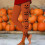 Women's Plus Size Pumpkin Print Leggings Orange S 4