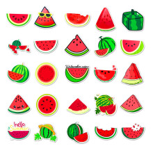 Watermelon Stickers Summer Party Fruit Decals 50 Pieces