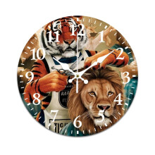 Horloge murale silencieuse Ă piles, coupe de cheveux tigre/lion