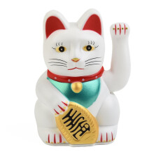 Decorazione Feng Shui con gatto portafortuna che saluta, 5 pollici, bianca