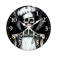 Horloge murale de chef gothique, noire et blanche, silencieuse, Ă piles