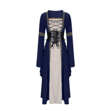 Gothic-Bustierkleid für Damen mit eckigem Ausschnitt, langen Ärmeln und Spitze
