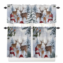 Christmas Kitchen Curtains and Valances Set Red Snowman