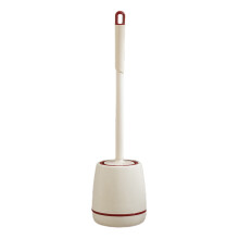 Brosse de toilette rouge Ă long manche et support