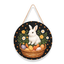 Décoration de porte en bois en forme de lapin de Pâques