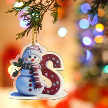 Lettre décorative de Noël en acrylique de 8 cm avec cordon doré