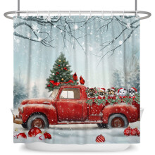 Kerstdouchegordijn in rustieke boerderijstijl, 47x64 cm