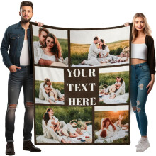 Couverture photo personnalisée Sherpa 60x80 pouces, 10 photos et