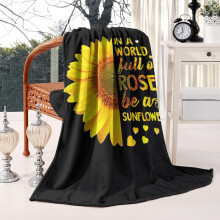 Couverture en peluche tournesol et papillon 50x60