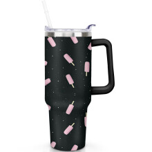 Gobelet rigolo avec anse et couvercle à paille rabattable, 1,2 L (40 oz).