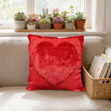 Housse de coussin en forme de cœur 45 x 45 cm, peluche douce, décoration Saint-Valentin