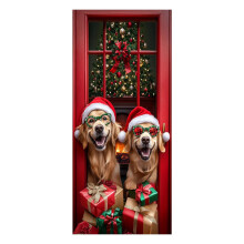 Decorazione natalizia per porta con renne e Babbo Natale, striscione 6,7x3 piedi