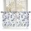 Blå blommiga transparenta gardiner voile 132 x 112 cm, 2 paneler 1