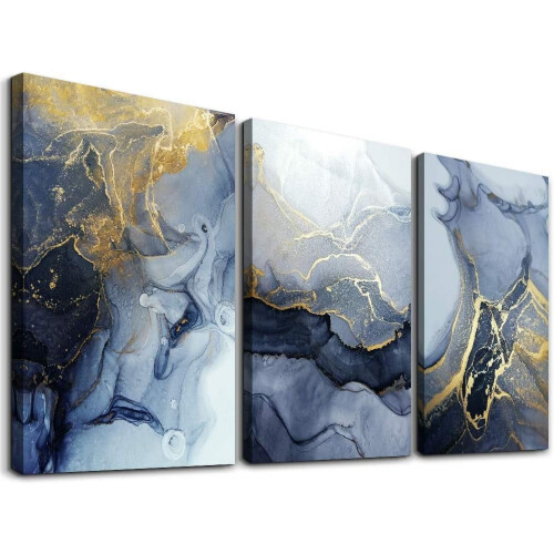 Tableau abstrait à l'encre, 3 panneaux, 30 x 40 cm