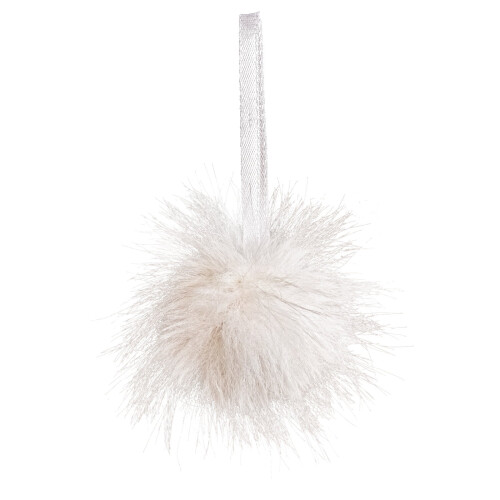 Boules de Noël blanches en fourrure, 7 cm (2,75 pouces)