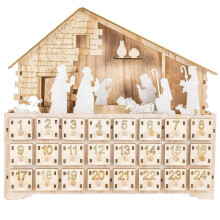 Calendrier de l'Avent en bois avec LED, 15 pouces, 24 tiroirs