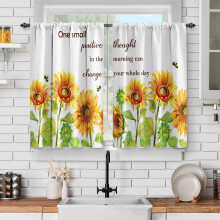 Rideaux de cuisine vintage style tournesol, tringle Ă rideaux courte, tringle Ă rideaux de ferme