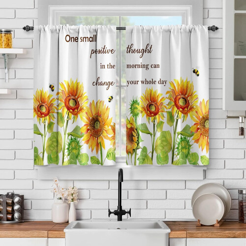 Κουρτίνες κουζίνας Sunflower Vintage Αγροικία Tier Rod