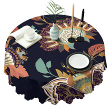 Nappe ronde bohème à motifs cachemire 60 x 60 pouces