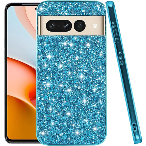 Θήκη Glitter για το Google Pixel7Pro σε μπλε χρώμα, ανθεκτική σε κραδασμούς