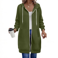 Felpa con cappuccio da donna con tasche frontali e design a due vie
