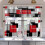 Red and Black Geometric Kitchen Curtains Set 36 Inch Tiers 1