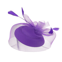 Bandeau bibi violet vintage avec tulle et plumes