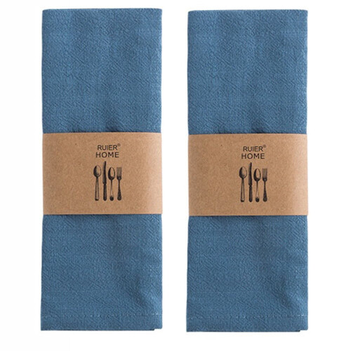 Serviettes de table en coton style lin, lot de 2, 38 x 28 cm