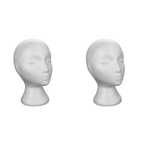 Wig Stand White Foam Mannequin Head 2 Pack