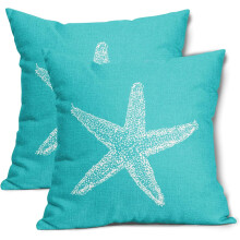 Housses de coussin turquoise à motif étoile de mer, 45 x 45 cm (lot de 2)