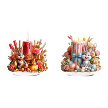 Bougie en acrylique en forme d'œuf de Pâques avec lapin (2 pièces)