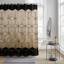 Tenda da doccia impermeabile con motivo geometrico, marrone e nero, 36x72 pollici.