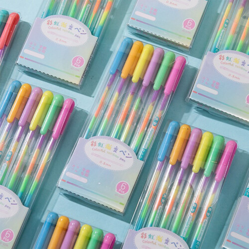 Lot de 6 surligneurs multicolores à dégradé.