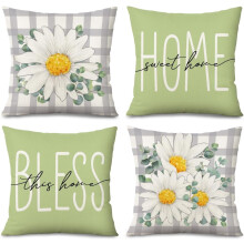 Housses de coussin Ă carreaux Buffalo Daisy Bloom, 45 x 45 cm (lot de 4)